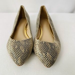 Banana Republic Metallic Tan Snake Skin Slip On  Point‎ Toe Flats